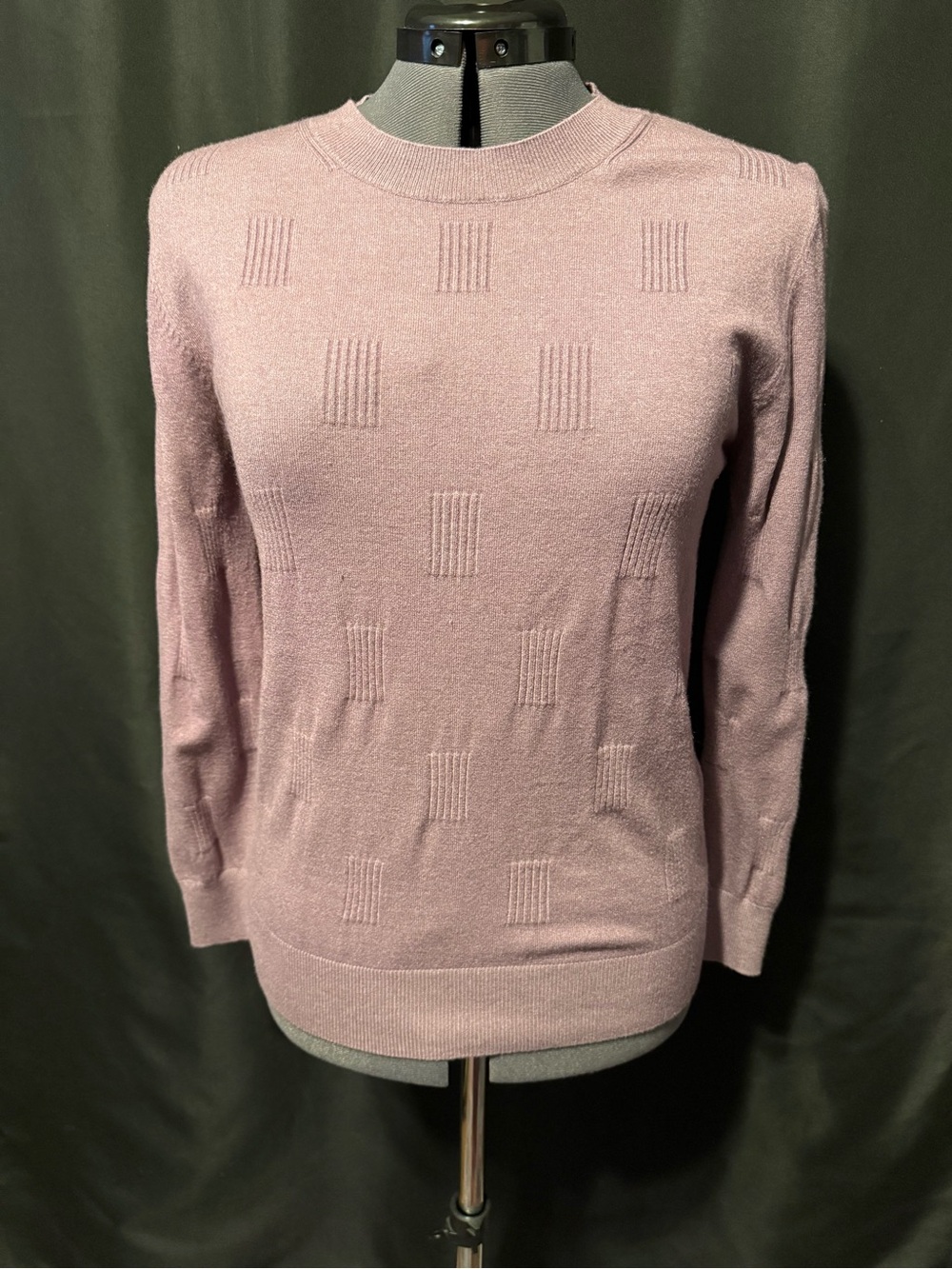 NWOT Dusty Purple Crewneck Sweater with Subtle Ribbed Blocks